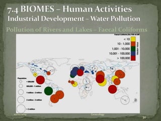 Pollution of Rivers and Lakes – Faecal Coliforms
29/07/2014 Geoecology
30
 