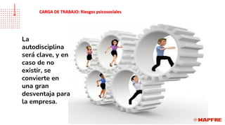 La
autodisciplina
será clave, y en
caso de no
existir, se
convierte en
una gran
desventaja para
la empresa.
CARGA DE TRABAJO: Riesgos psicosociales
 