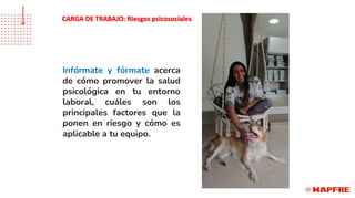Infórmate y fórmate acerca
de cómo promover la salud
psicológica en tu entorno
laboral, cuáles son los
principales factores que la
ponen en riesgo y cómo es
aplicable a tu equipo.
CARGA DE TRABAJO: Riesgos psicosociales
 