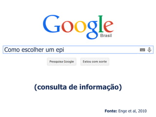 (consulta de informação)
Como escolher um epi
Fonte: Enge et al, 2010
 