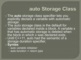 Storage Class Specifiers in C++ | PPTX