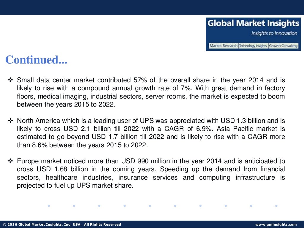 Data Center UPS Market share forecast to exceed 6.5bn by next seven years