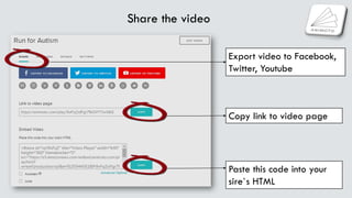 Export video to Facebook,
Twitter, Youtube
Copy link to video page
Paste this code into your
sire`s HTML
Share the video
 