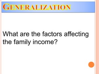 What are the factors affecting
the family income?
 