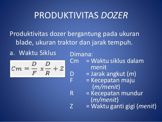 Produktivitas Alat Berat Dozer