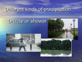 Different kinds of precipitation

• Drizzle or shower

 
