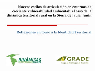 Nuevos estilos de articulación en entornos de creciente vulnerabilidad ambiental:  el caso de la dinámica territorial rural en la Sierra de Jauja, Junín Reflexiones en torno a la Identidad Territorial 
