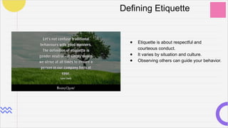 PPT- Etiquettes in the workplace: Building Professional Relationships ...