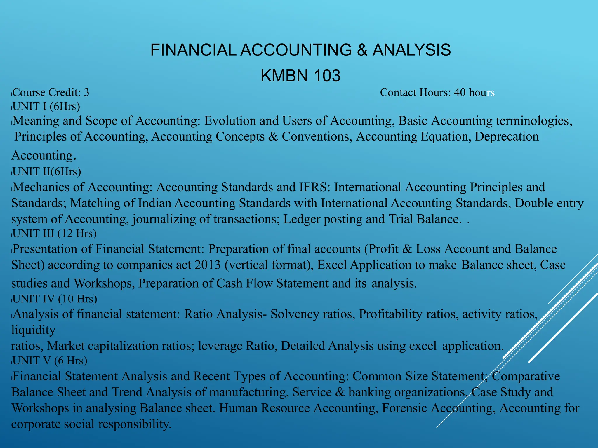 FINANCIAL ACCOUNTING PRESENTATION DOCUMENT | PPT