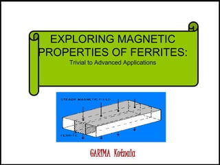 EXPLORING MAGNETIC
PROPERTIES OF FERRITES:
Trivial to Advanced Applications
GARIMA Kotnala
 