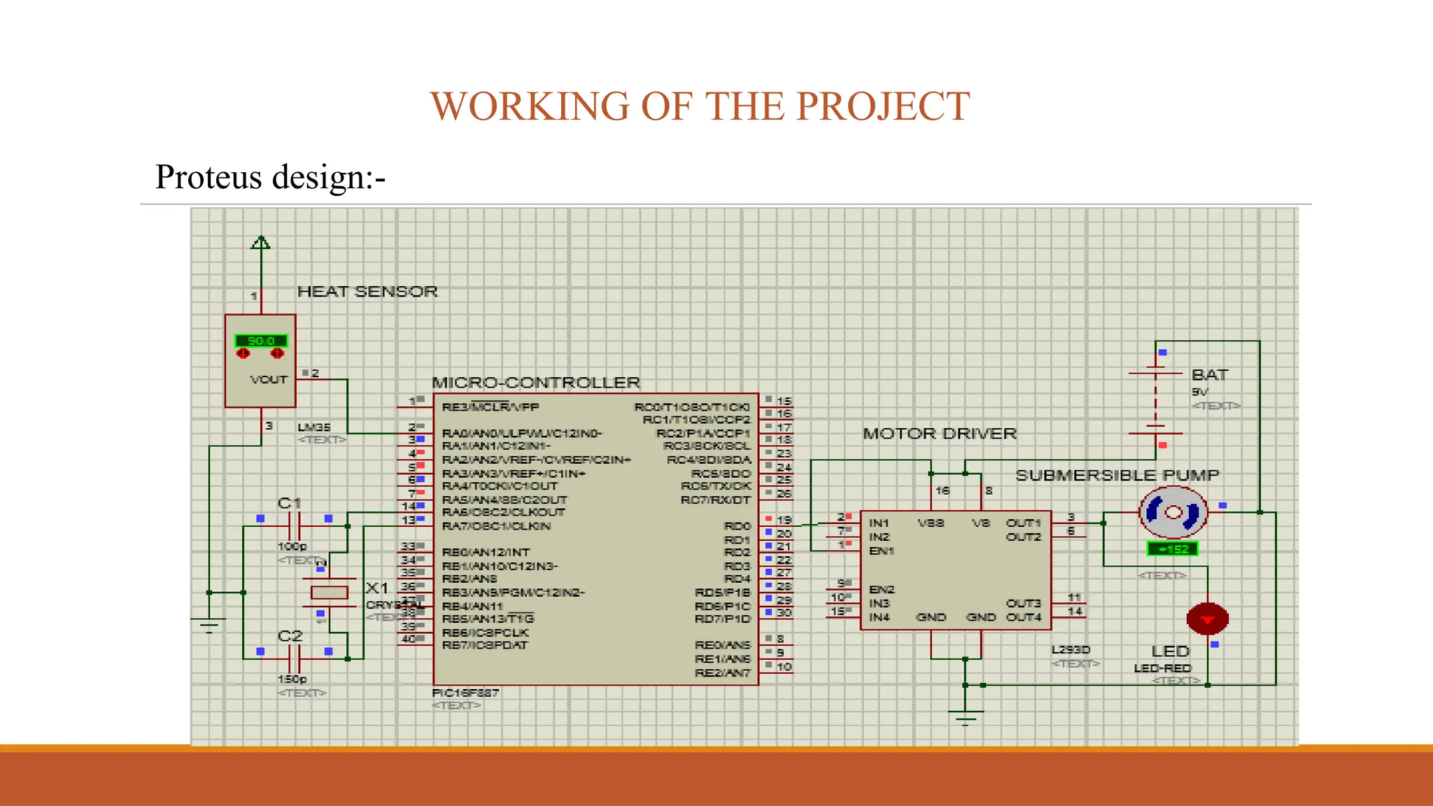 WORKING OF THE PROJECT
Proteus design:-
 