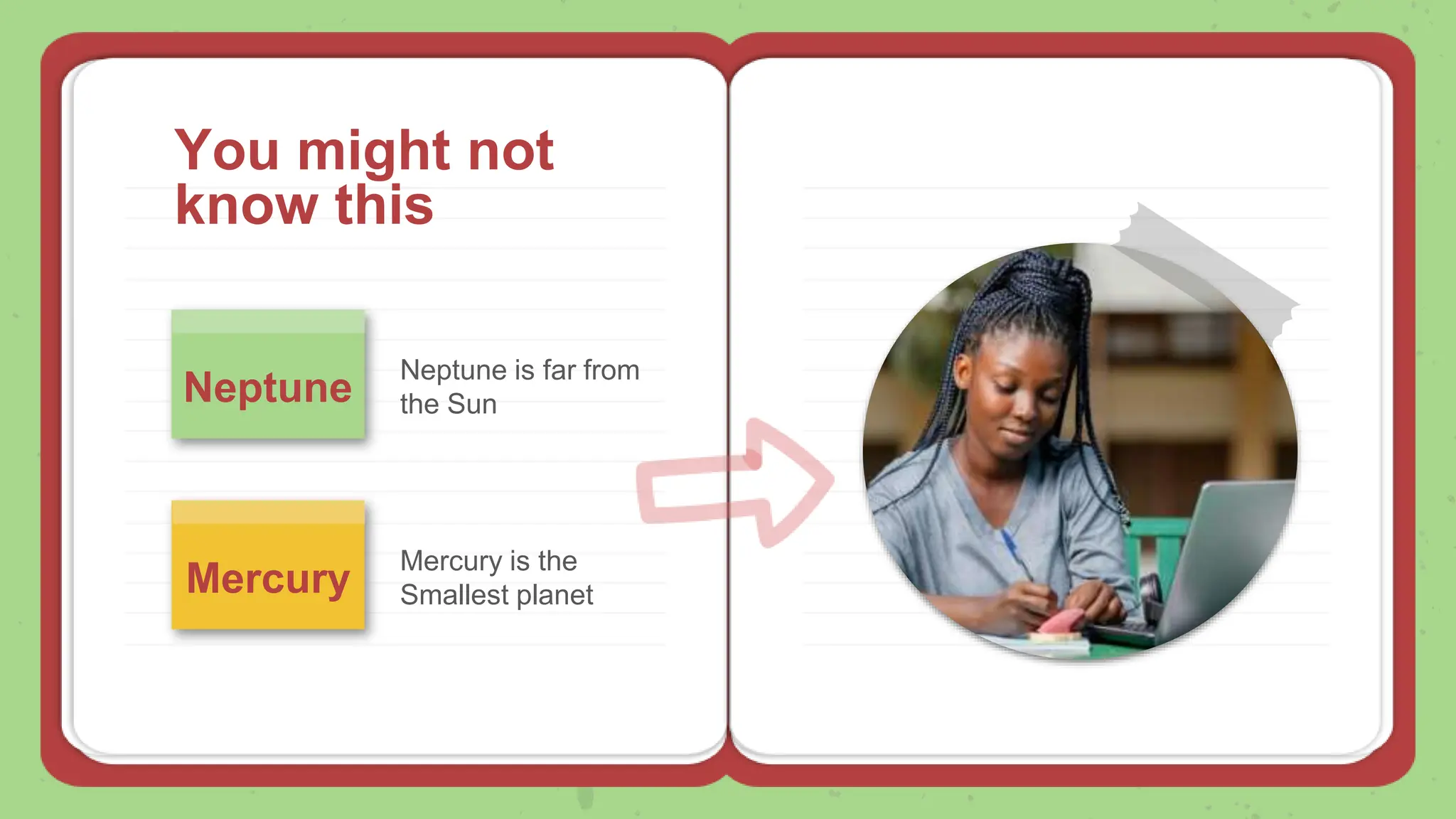You might not
know this
Neptune
Neptune is far from
the Sun
Mercury
Mercury is the
Smallest planet
 