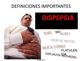 DEFINICIONES IMPORTANTES
DISPEPSIA
FLATULEN
CIA
METEORIS
MO
 