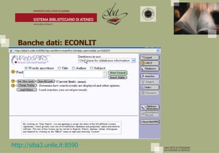 Banche dati: ECONLIT http://siba3.unile.it:8590 