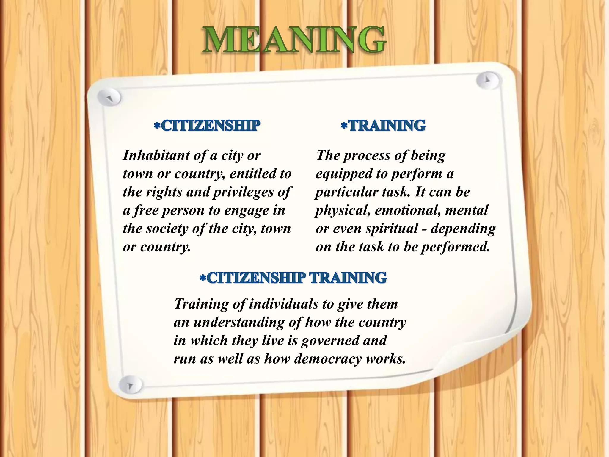 CITIZENSHIP TRAINING - DUTIES | PPTX