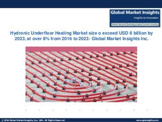 © 2016 Global Market Insights, Inc. USA. All Rights Reserved www.gminsights.com
Fuel Cell Market size worth $25.5bn by 2024Low Power Wide Area Network
Hydronic Underfloor Heating Market size o exceed USD 8 billion by
2023, at over 8% from 2016 to 2023: Global Market Insights Inc.
 