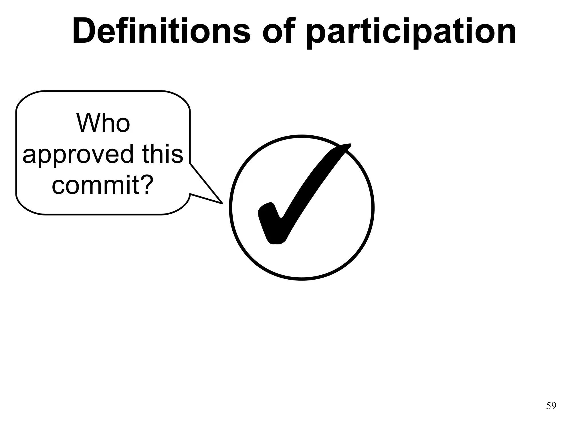 ✓
Definitions of participation
Who
approved this
commit?
59
 
