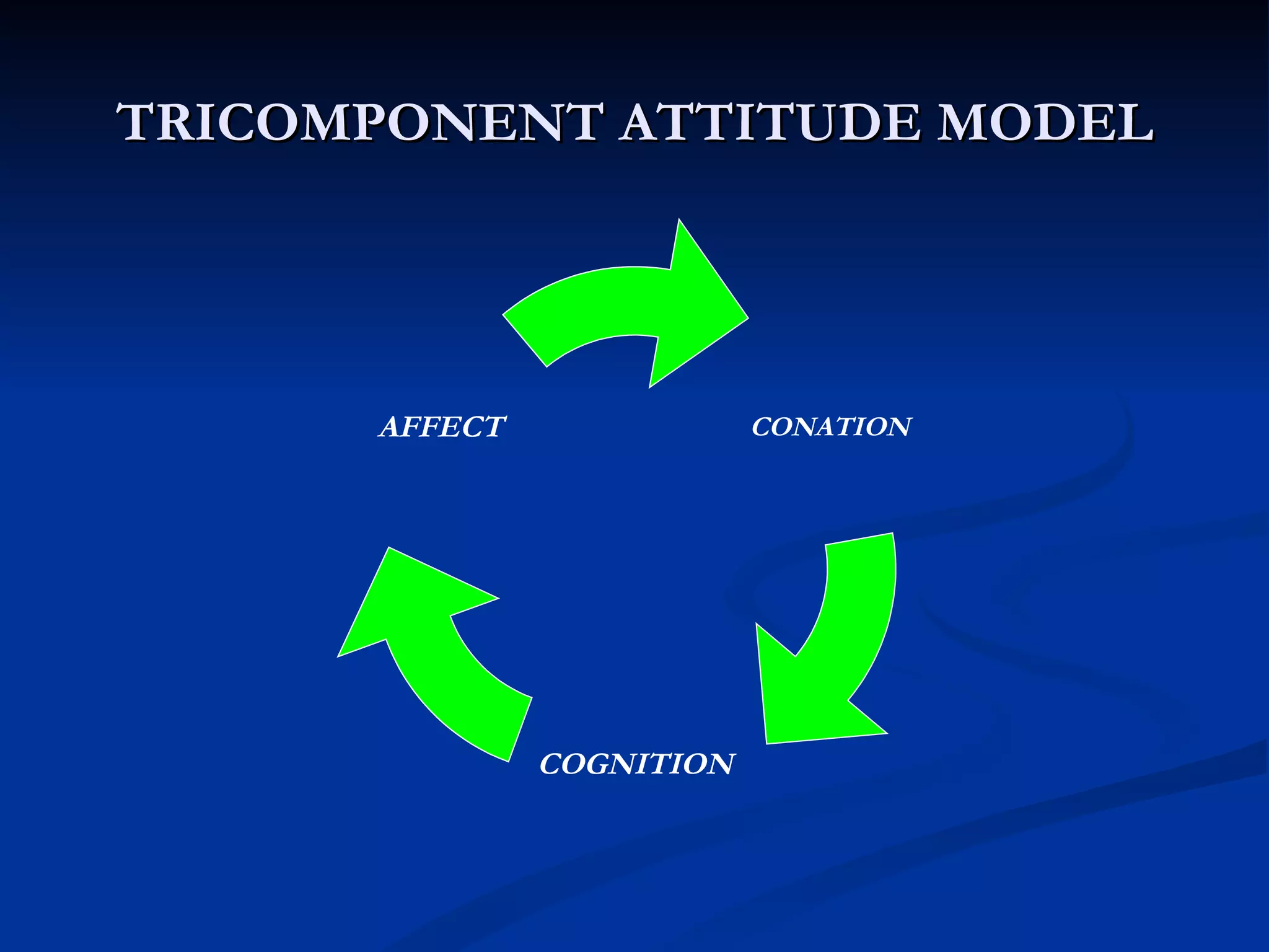 TRICOMPONENT ATTITUDE MODEL CONATION COGNITION AFFECT 