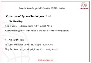 read a multi-column pdf using pymupdf in python Images... Internship Project on PDF Information Extraction Using Python at BEML ...