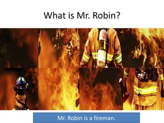 What is Mr. Robin?
Mr. Robin is a fireman.
 