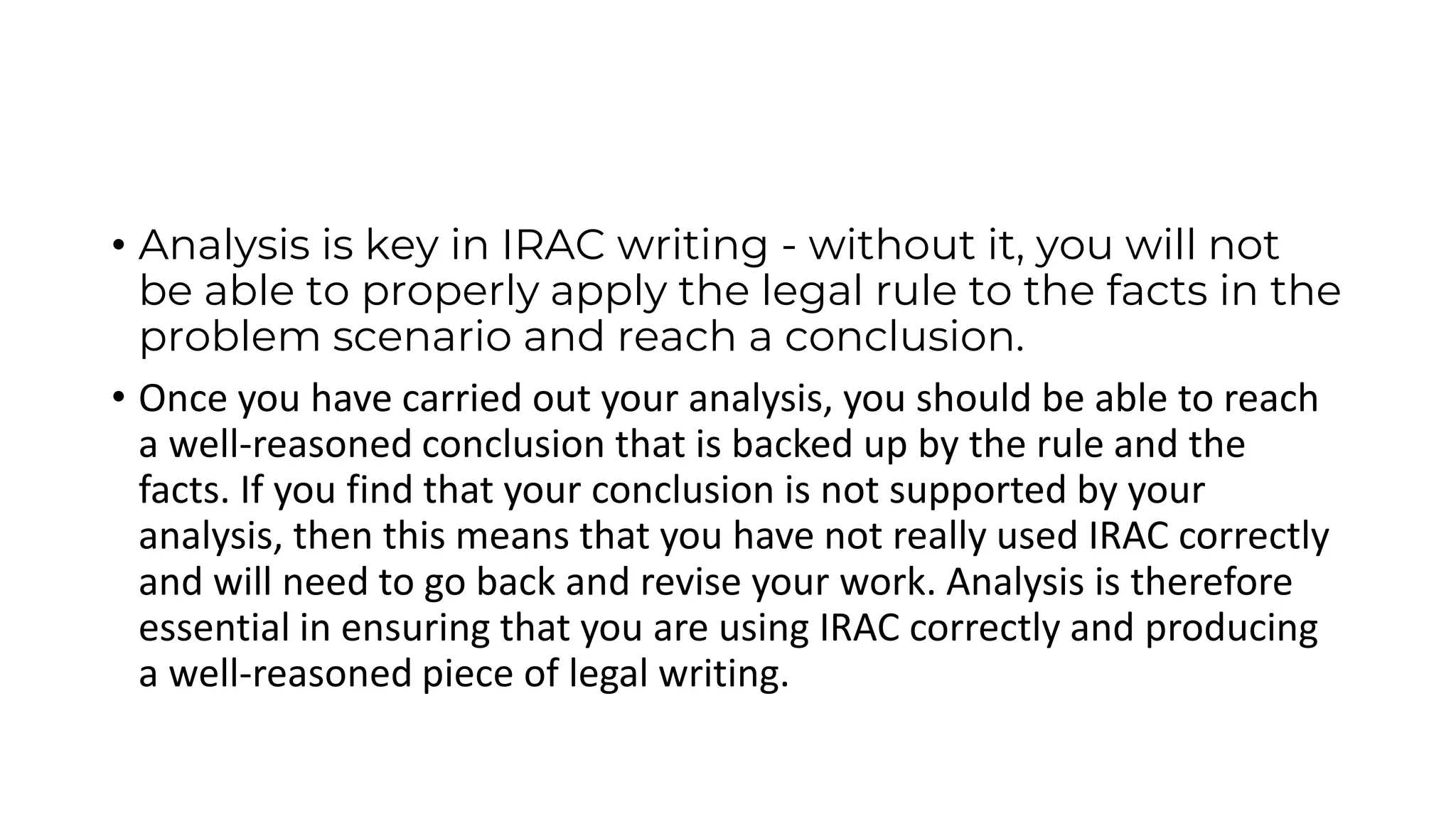 PPT-IRAC METHOD (ISSUE, RULE, ANALYSIS, AND CONCLUSION) | PDF