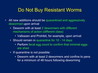 Integrating Anthelmintics, FAMACHA and Other Alternative Measures for Controlling Nematodes in Small Ruminants Slide 30