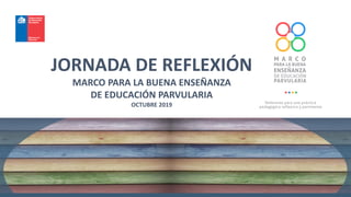 JORNADA DE REFLEXIÓN
MARCO PARA LA BUENA ENSEÑANZA
DE EDUCACIÓN PARVULARIA
OCTUBRE 2019
 