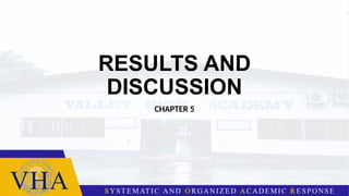 RESULTS AND
DISCUSSION
CHAPTER 5
 