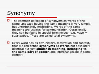 PPT-Lexicology III. Semantics, the changes in meaning.ppt