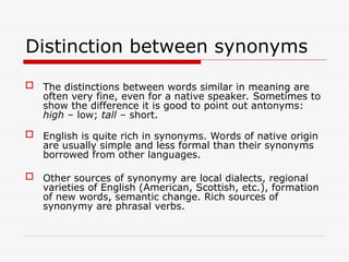PPT-Lexicology III. Semantics, the changes in meaning.ppt