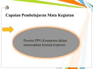 Capaian Pembelajaran Mata Kegiatan
Peserta PPG Kompeten dalam
menerapkan konsep koperasi
 