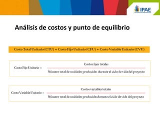 Análisis de costos y punto de equilibrio
 