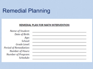 Remedial Planning
 
