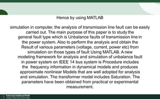 Matlab Simulink in Three-Phase Fault Analysis on Transmission line | PPTX