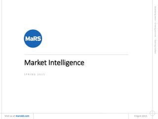 Developingtalent•Growingventures•Openingmarkets
Visit us at marsdd.com 9 April 2015
Market Intelligence
S P R I N G 2 0 1 5
 
