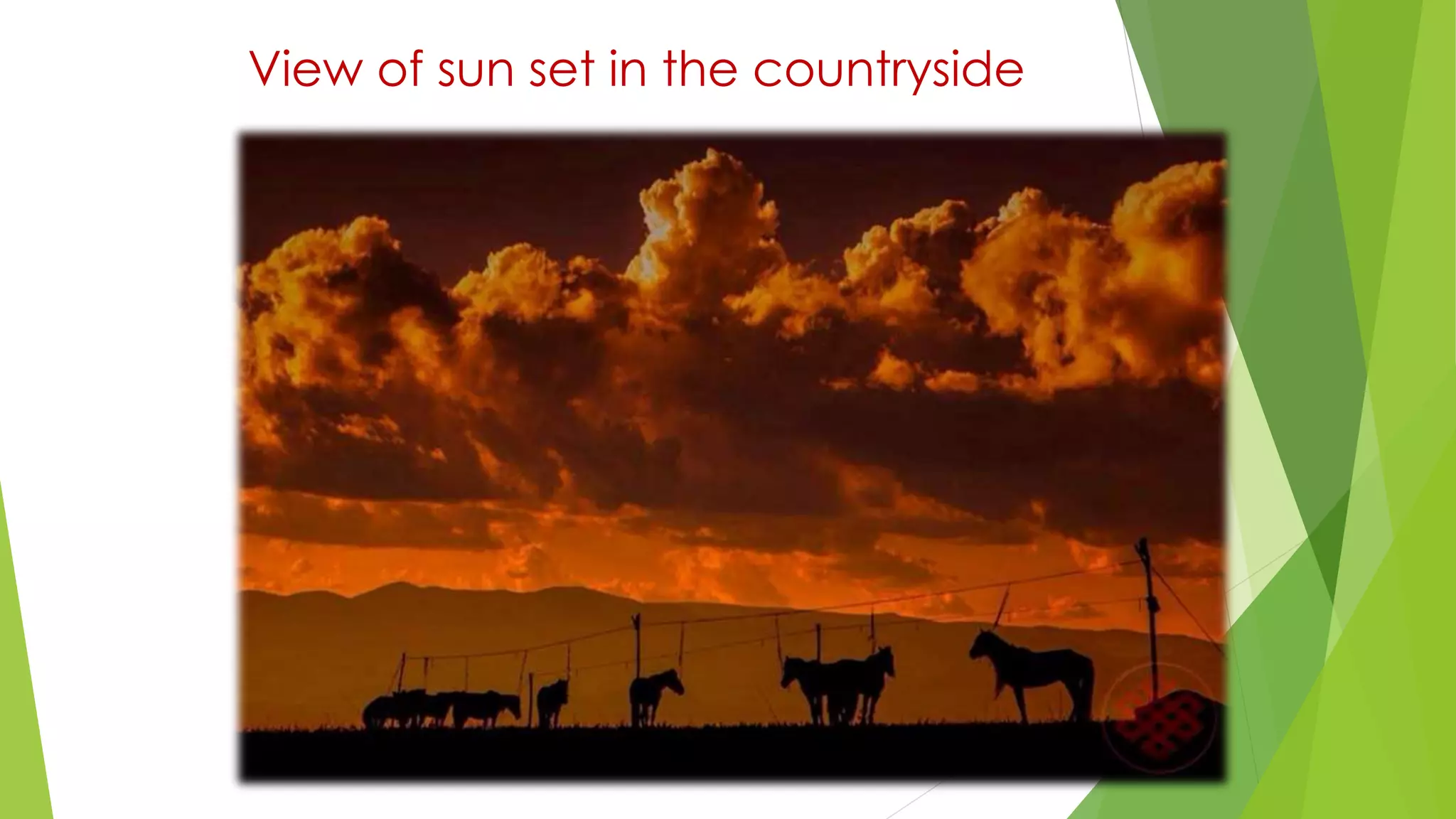 View of sun set in the countryside
 