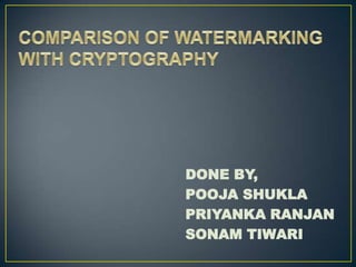 DONE BY,
POOJA SHUKLA
PRIYANKA RANJAN
SONAM TIWARI
 