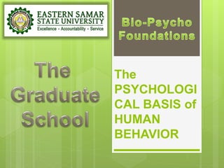 The
PSYCHOLOGI
CAL BASIS of
HUMAN
BEHAVIOR
 