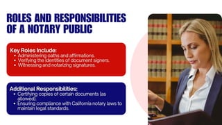 ROLES AND RESPONSIBILITIES
OF A NOTARY PUBLIC
 
