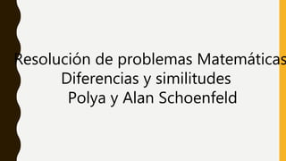 Resolución de problemas Matemáticas
Diferencias y similitudes
Polya y Alan Schoenfeld
 