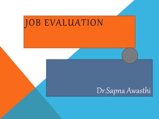 JOB EVALUATION
Dr.Sapna Awasthi
 