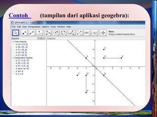 Contoh (tampilan dari aplikasi geogebra):
 