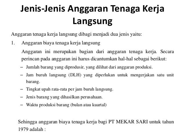 Ppt Penganggaran Bisnis Anggaran Tenaga Kerja