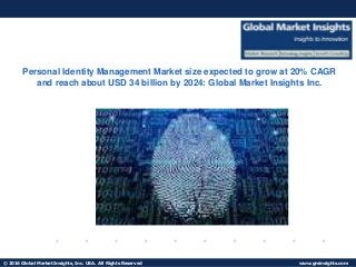 © 2016 Global Market Insights, Inc. USA. All Rights Reserved www.gminsights.com
Fuel Cell Market size worth $25.5bn by 2024Low Power Wide Area Network
Personal Identity Management Market size expected to grow at 20% CAGR
and reach about USD 34 billion by 2024: Global Market Insights Inc.
 