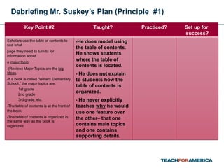 Debriefing Mr. Suskey’s Plan (Principle  #1) 