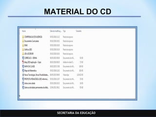 SECRETARIA DA EDUCAÇÃO
MATERIAL DO CD
 