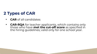 Car Rqa Requirements PPT-Presentation-DepEd-HR-Strategic-Framework-Agency-MSP-Roadmap-and ...