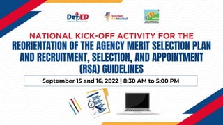 Department
of Education
September 15 and 16, 2022 | 8:30 AM to 5:00 PM
 