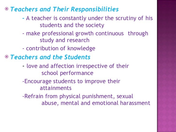 Essay on professional ethics of teachers