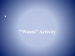 •
“Wants” Activity
 